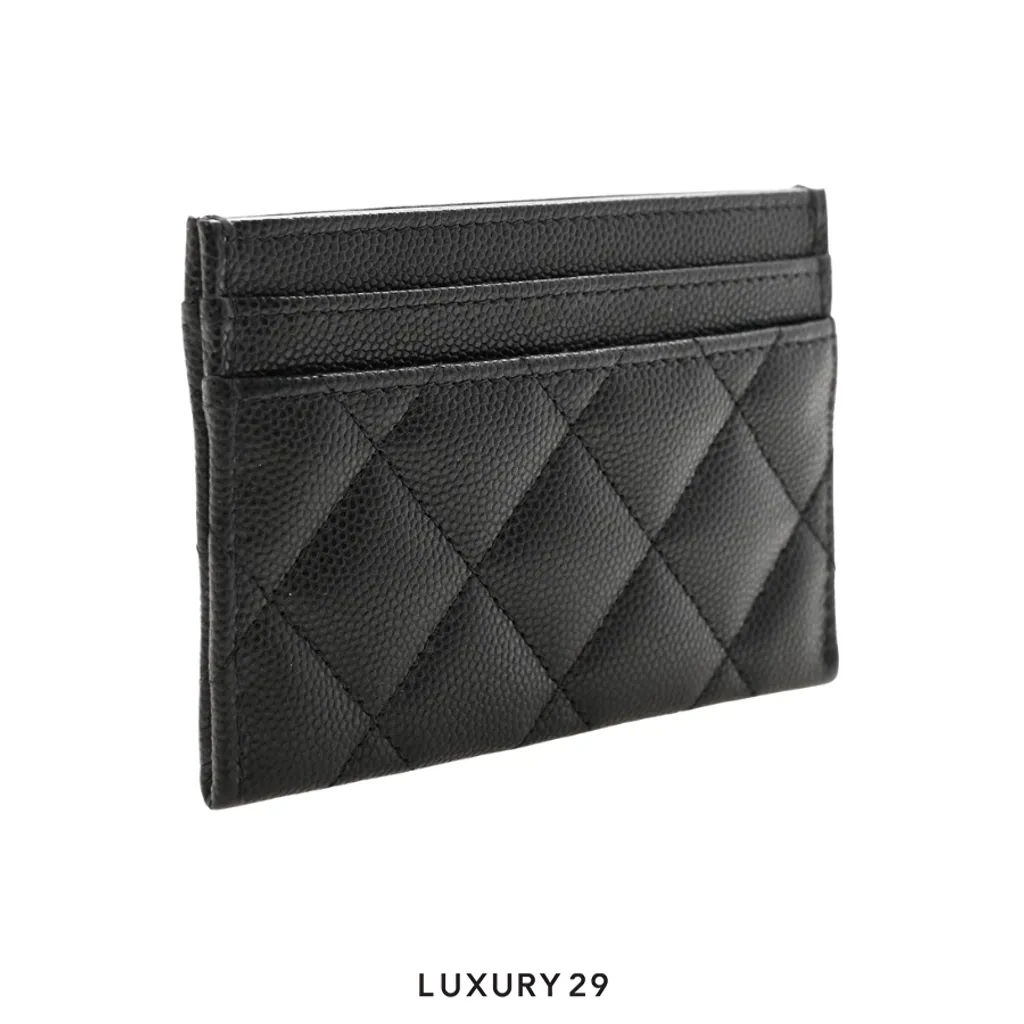 Chanel Caviar Crystals Card Holder Wallet BLACK BIG CC(Small, Black)