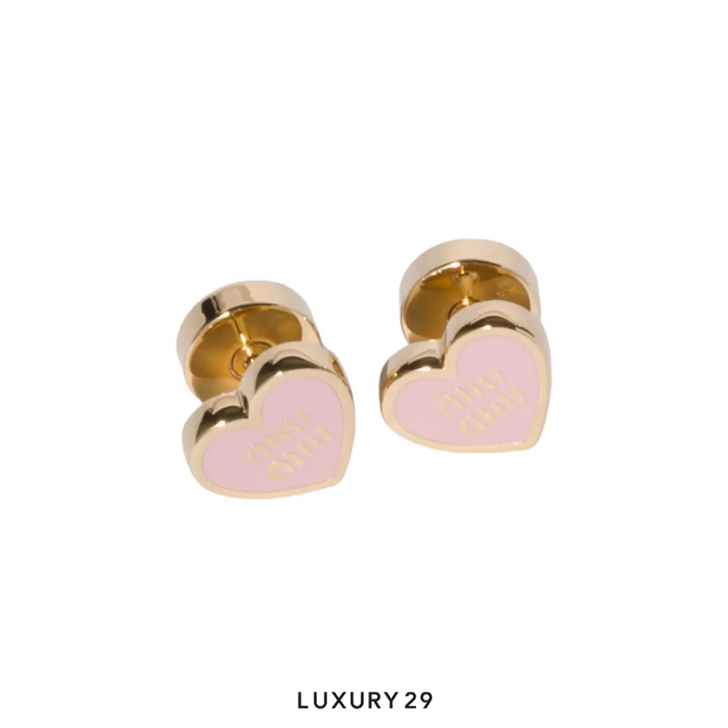 MIU MIU Metal earrings The simple heart shape Pink(Free Size, Pink)