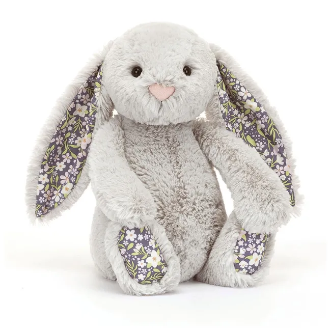 JellyCat Blossom Silver Bunny Bloom Grey