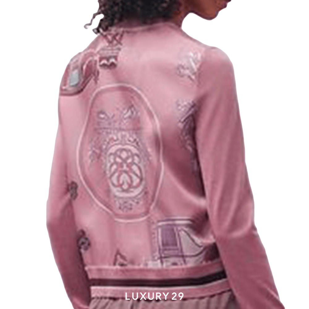 Hermes "Ex-Libris" long-sleeve twillaine cardigan Rose Aphrodite(XS, Pink)