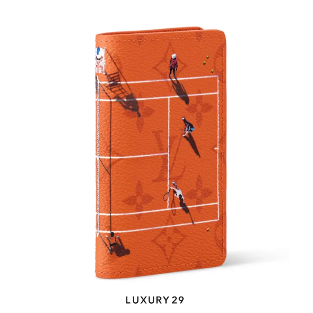 Louis Vuitton LV Pocket Organizer Wallet Brown Tennis Clay Colored Monogram Canvas(Small, Orange)