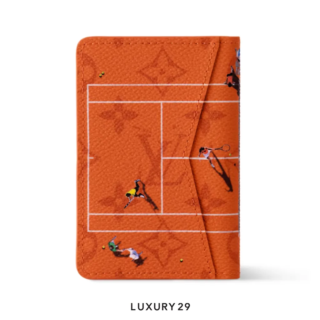 Louis Vuitton LV Pocket Organizer Wallet Brown Tennis Clay Colored Monogram Canvas(Small, Orange)