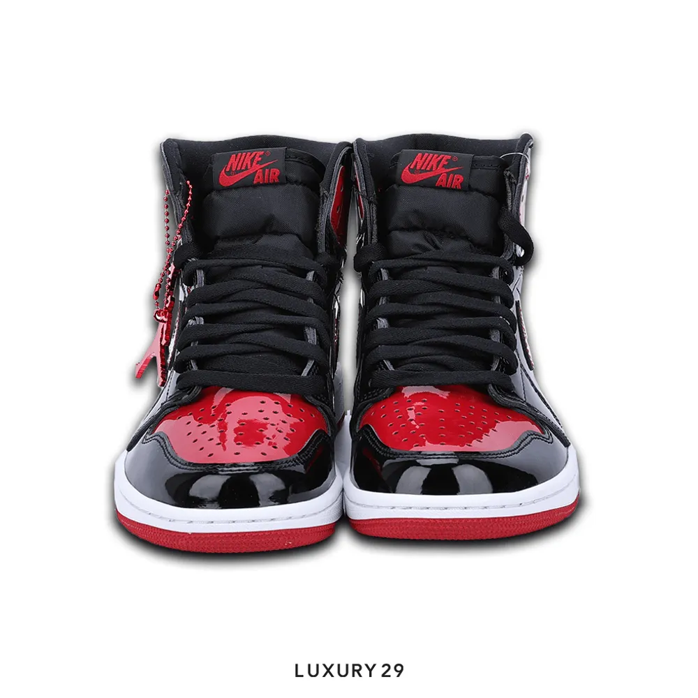 Nike Jordan 1 Retro High OG Patent Bred(40, Red)