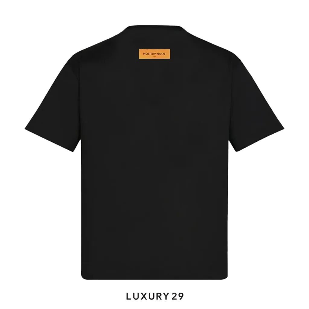 Louis Vuitton LV Stitch Print Embroidered T-Shirt Black(XL, Black)