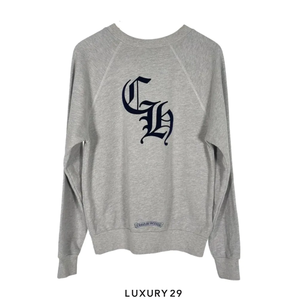 Chrome Hearts Triple Cemetery Cross Crewneck(L, Grey)