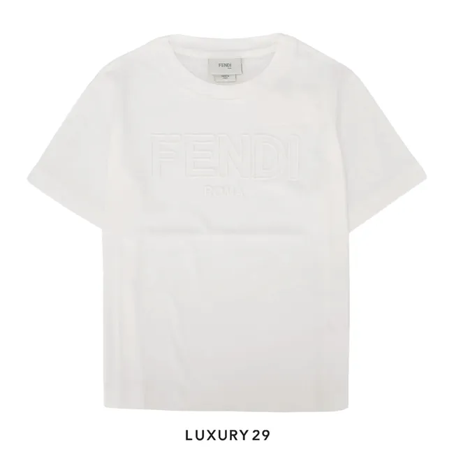 Kid Fendi T-Shirt Jersey Tinto Gesso