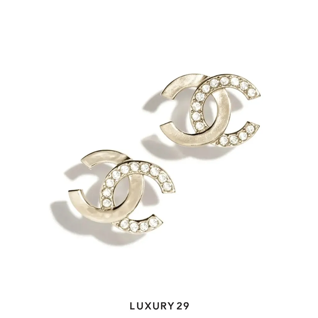 Chanel Stud Earrings In Metal And Strass(Free Size, Silver)