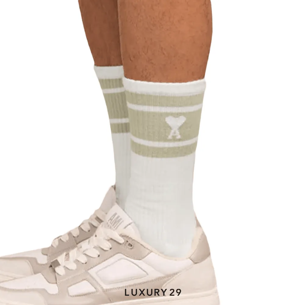 AMI DE COEUR STRIPED SOCKS LIGHT BEIGE(Free Size, Brown)