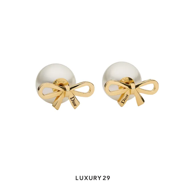 Dior Tribales Earrings Gold-Finish Metal and White Resin Pearls