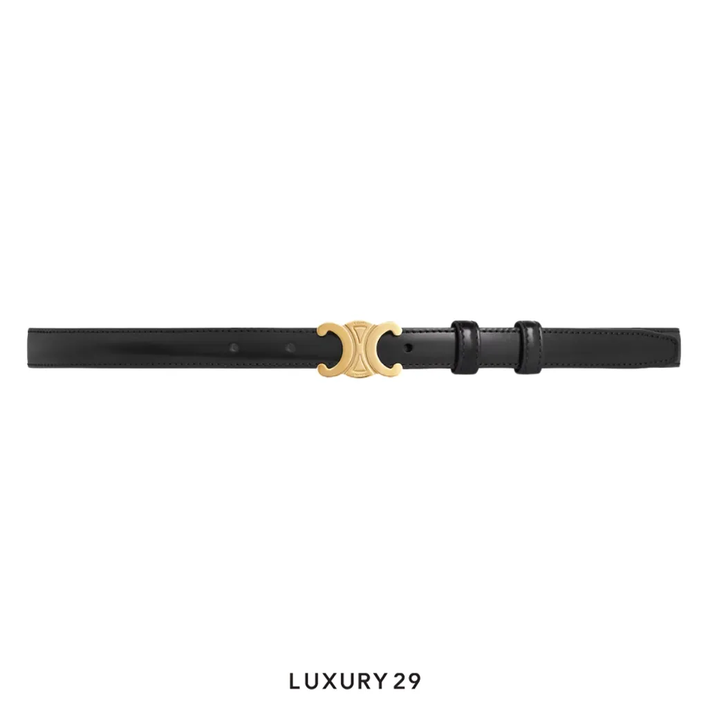 Celine Triumph Small 18MM belt Taurillon leather Black(75, Black)