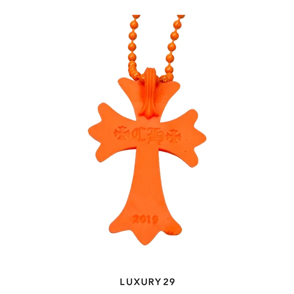 CHROME HEARTS SILICONE CROSS NECKLACE BRIGHT ORANGE(Free Size, Orange)
