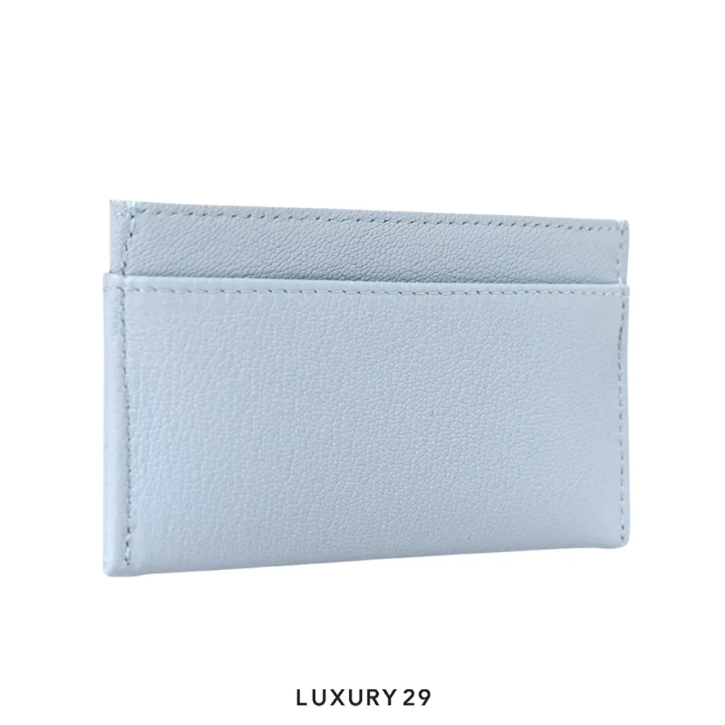 Chanel Card holder Grained goatskin leather enamel and gold-colored metal Light Blue(Small, Blue)