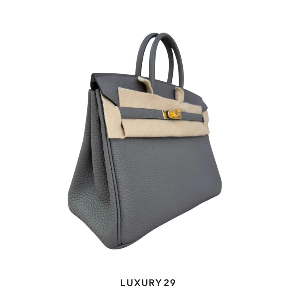 Hermes SAC Birkin 25 VEAU TOGO 25 Gris Meyer Gold Hardware / W Stamp (2024)(Small, Grey)
