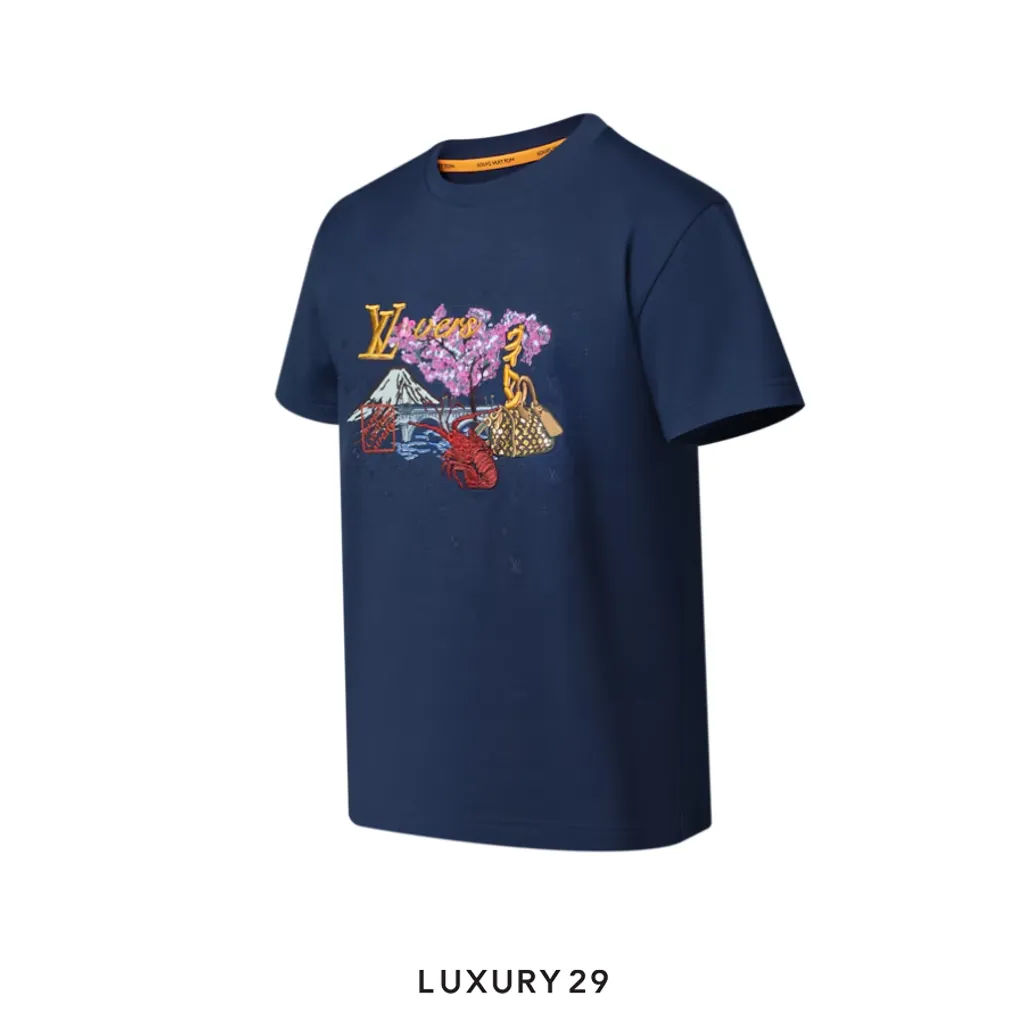 LOUIS VUITTON LV Embroidered T-shirt(L, Blue)