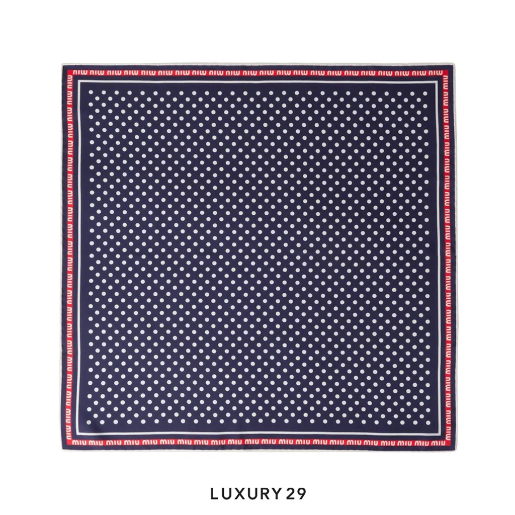 Miu Miu Printed twill scarf Blue Bianco(Free Size, Blue)
