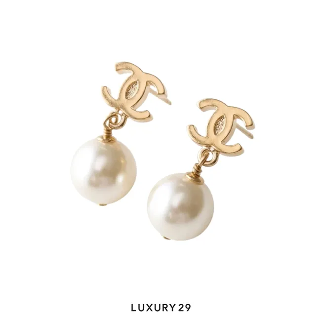 CHANEL Stud Earrings ABI109 B25739 Coco Mark Pearl Gold