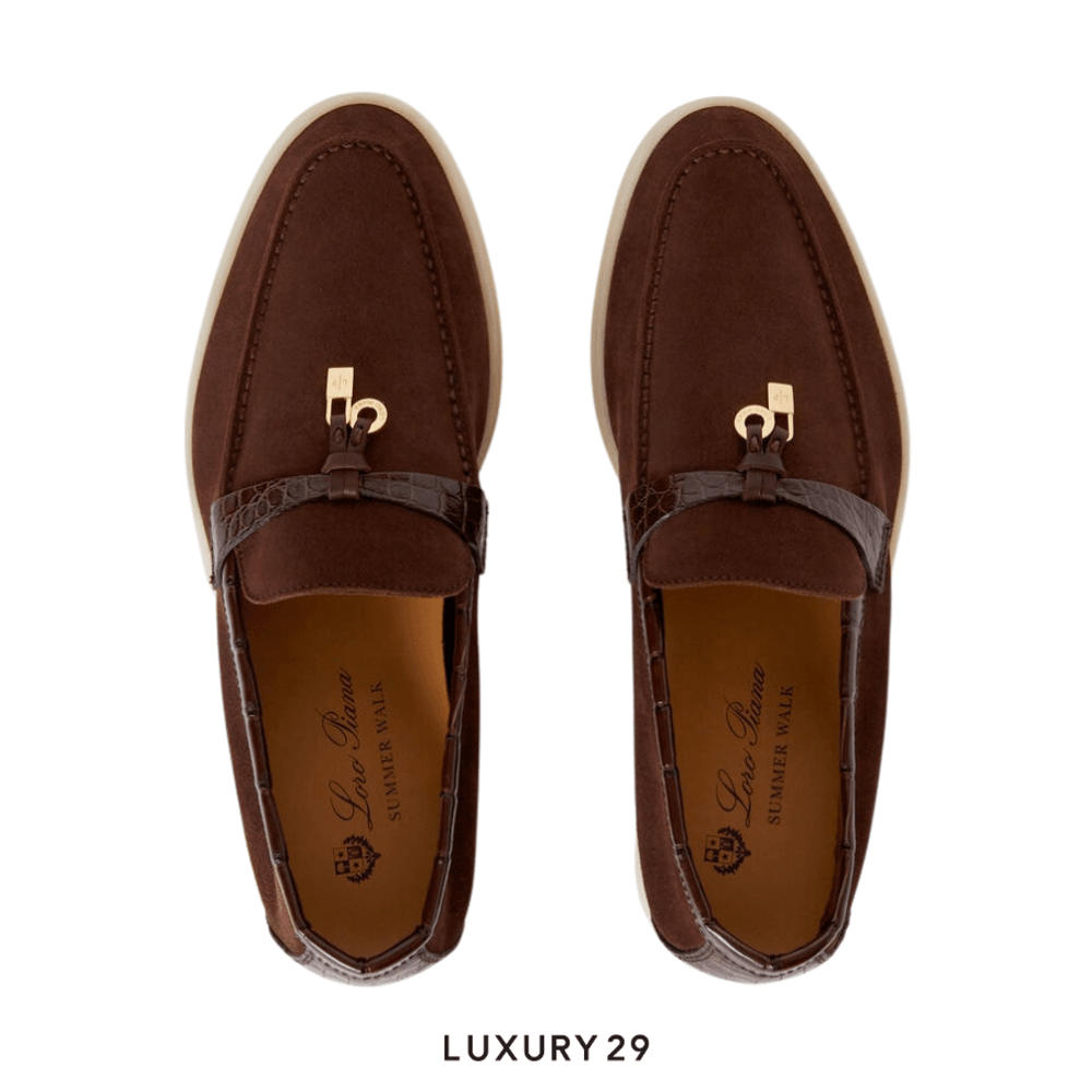 Loro Piana Summer Charms Walk Suede Chocolate(39, Brown)