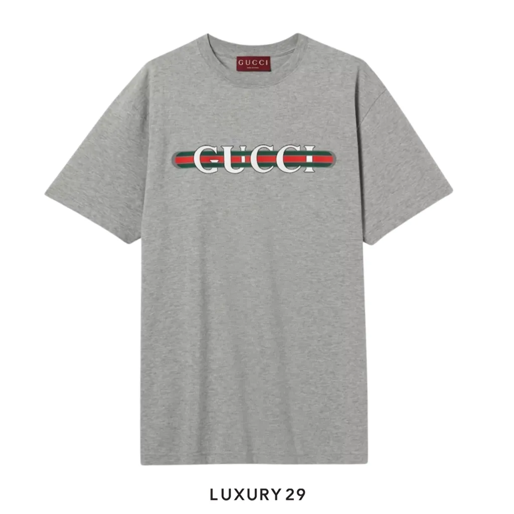 Gucci Cotton Logo Printed Jersey T Shirt Grey(XS, Grey)