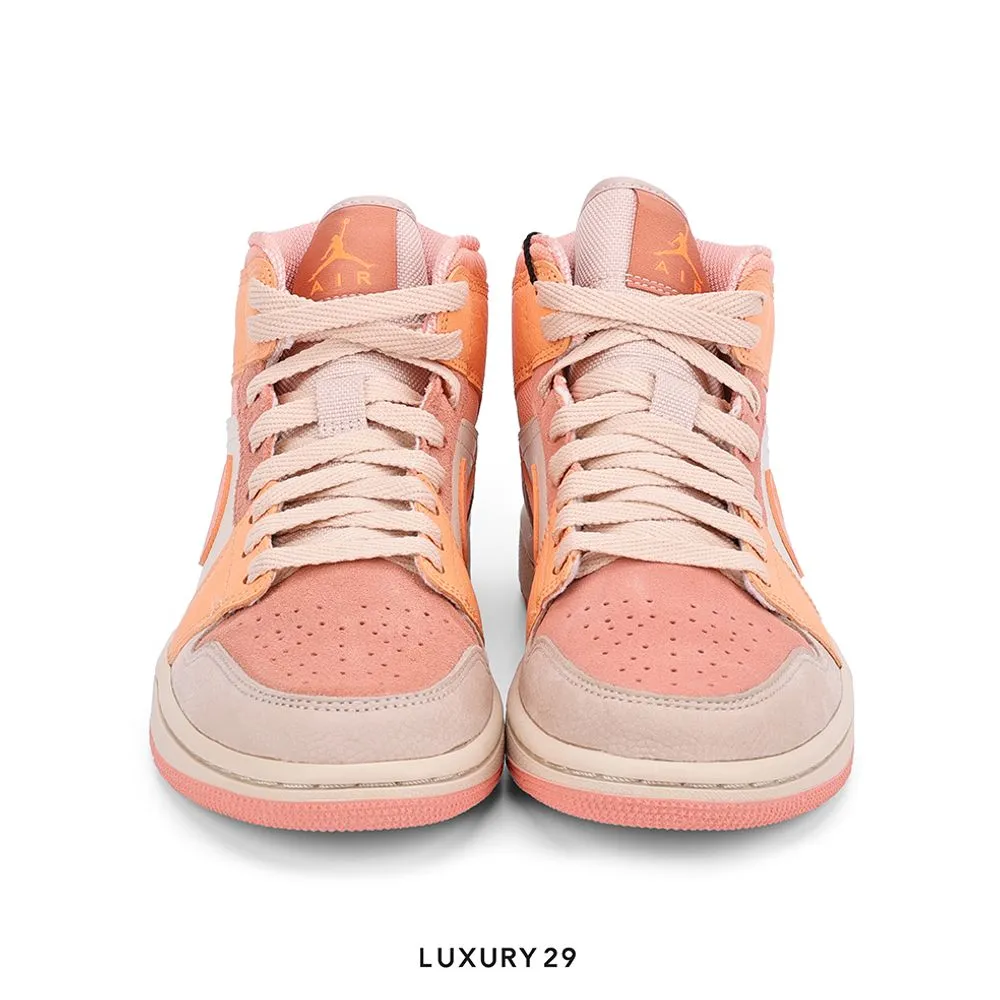 Nike Jordan 1 Mid Apricot Orange (Women's)(W)(37.5, Orange)