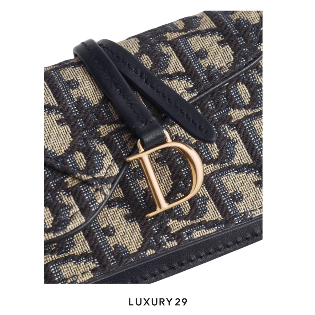 Dior Saddle Sunflower Wallet Blue Oblique Jacquard(Mini, Blue)