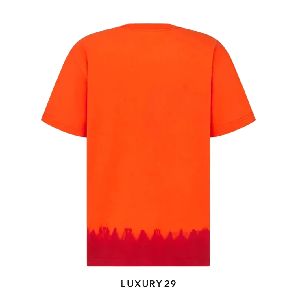 Dior x Kaws Cotton Jersey T-Shirt Orange Red(S, Orange)