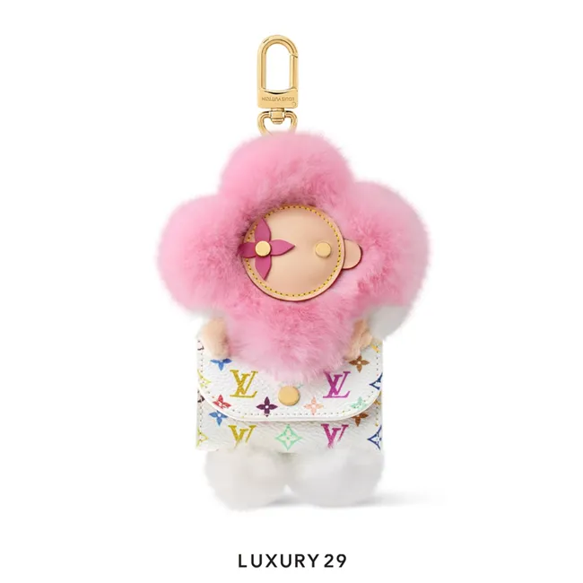 Louis Vuitton LV x TM Vivienne Cuddle Bag Charm Monogram Multicolor canvas leather and faux fur