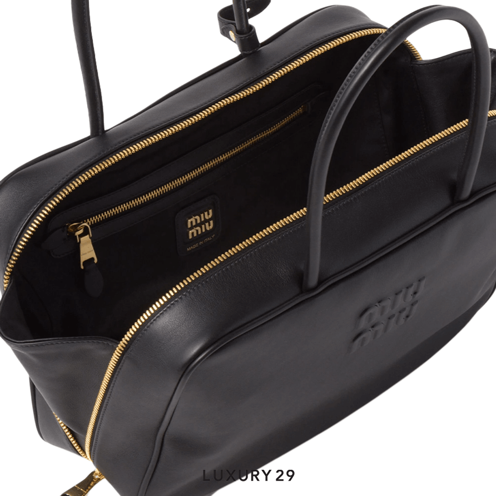 Miu Miu Leather Beau Bag Black(Medium, Black)