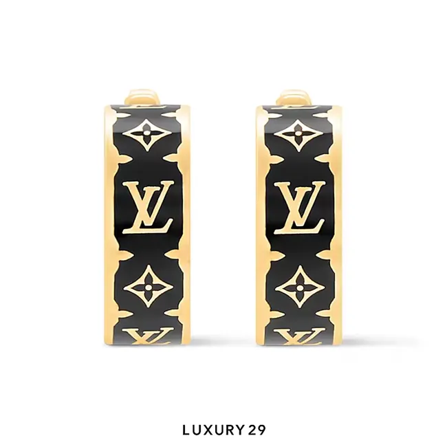Louis Vuitton LV Nanogram Enamel Earrings Black