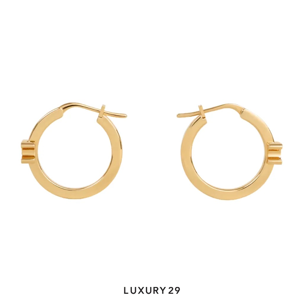 Celine Triomphe Hoop earrings Gold/Ivory(Free Size, Gold)