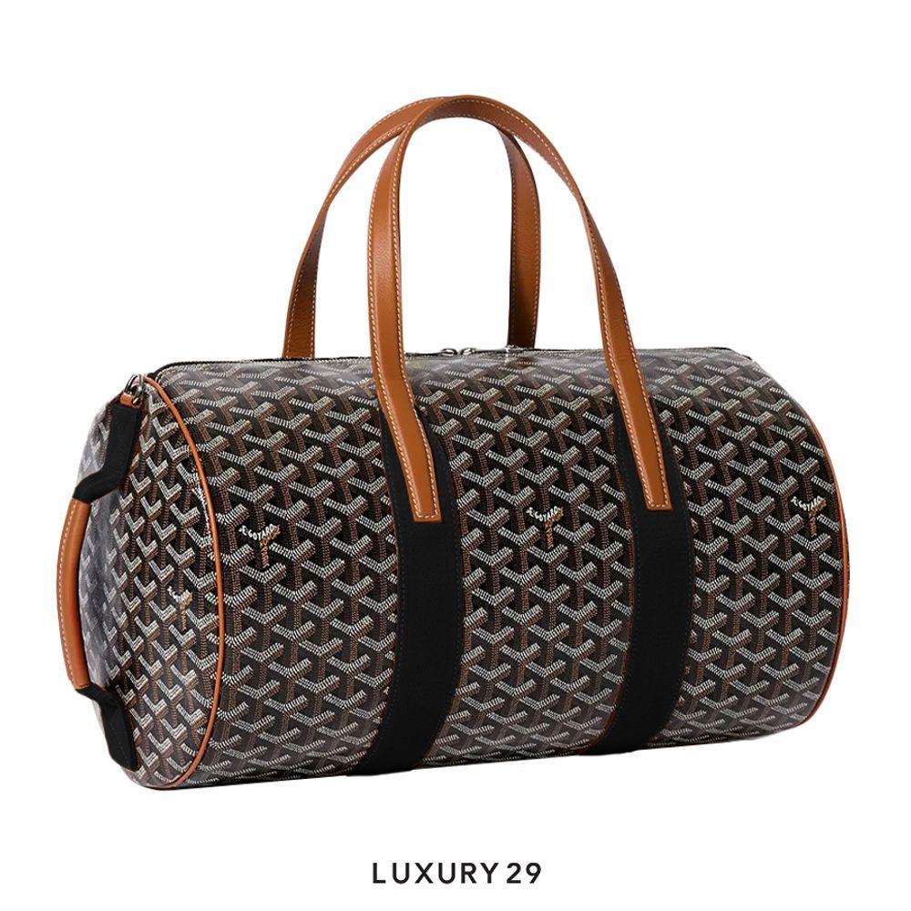 Goyard Barrel 40 Sports Bag Black & Tan(Small, Brown)