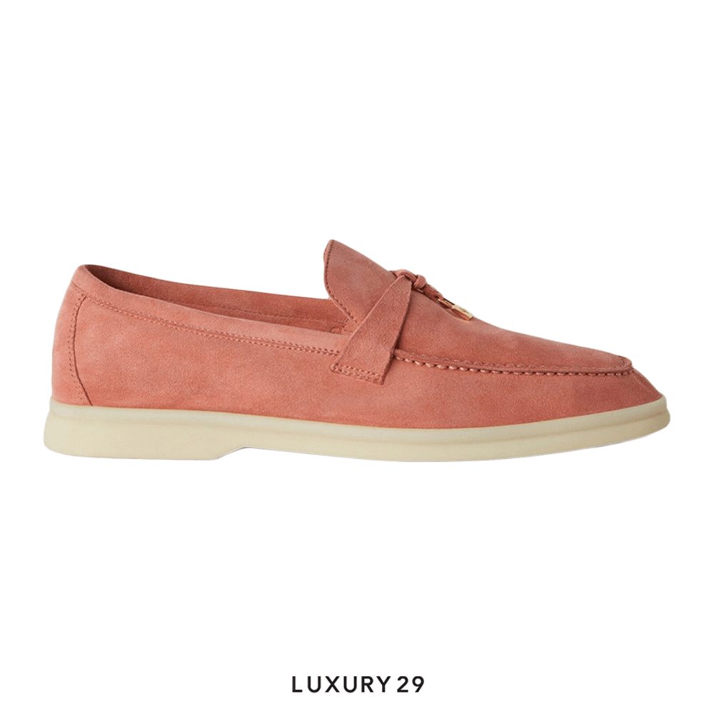 Loro Piana Summer Charms Walk Loafer Suede Goatskin Sorbet Pink(36.5, Pink)