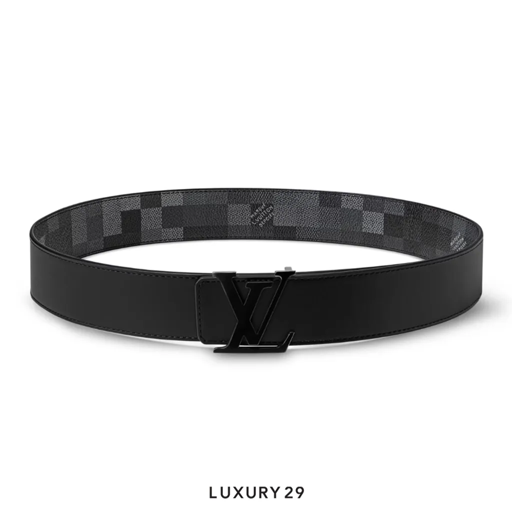 Louis Vuitton LV Initiales Damoflage 40mm widereversible Belt Black(40, Black)