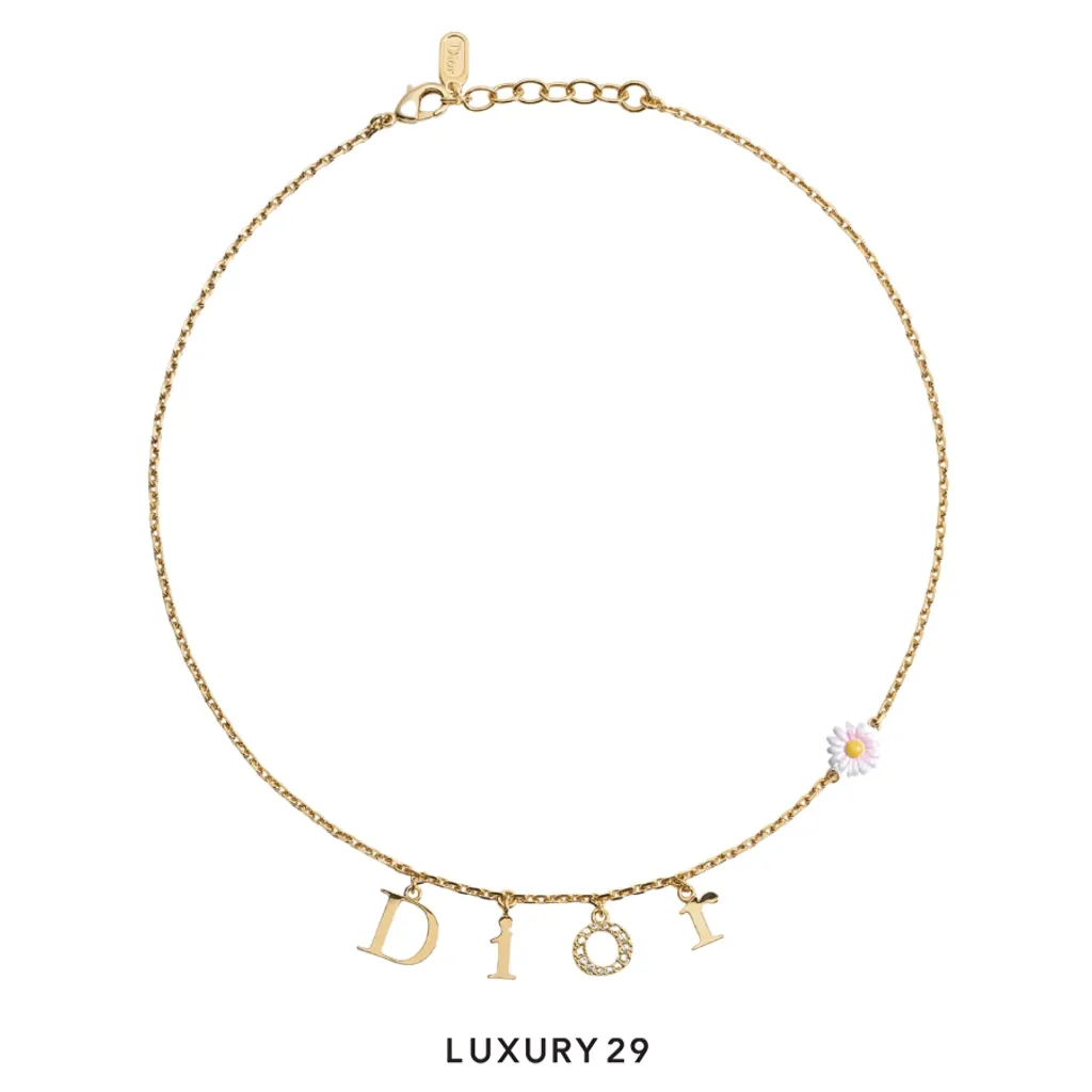 Dior Mini Daisy Necklace Gold-Finish Metal, Crystals and Multicolor Lacquer(Free Size, Gold)