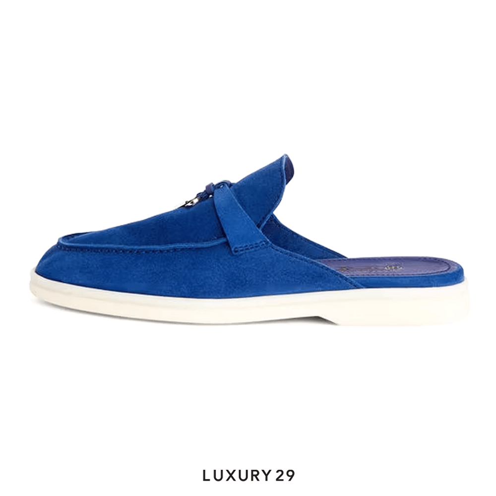 Loro Piana Babouche Charms Walk Loafers Suede Goatskin Blue Fluorite(38, Blue)