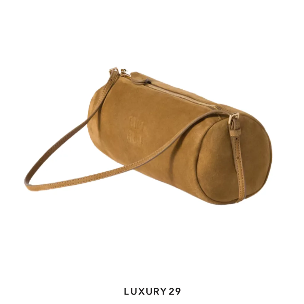 MIU MIU Suede pouch Olive Green(Small, Brown)
