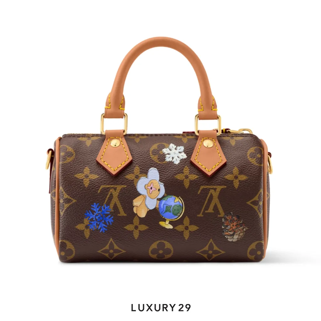 Louis Vuitton LV Nano Speedy Bag Monogram Snowy Pearl Coated canvas(Mini, Brown)