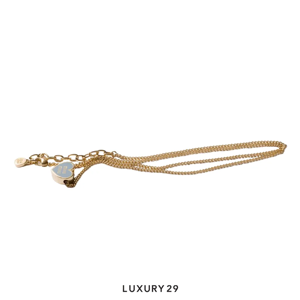 Miu Miu metal necklace heart-shaped pendant Gold/Celeste(Free Size, Blue)