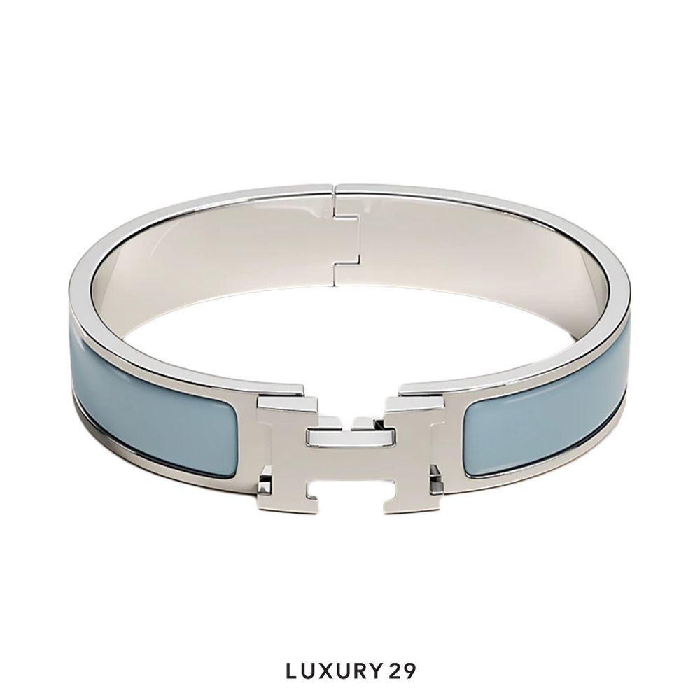 Hermes Clic H bracelet Silver plated PM Blue Ciel(Small, Blue)