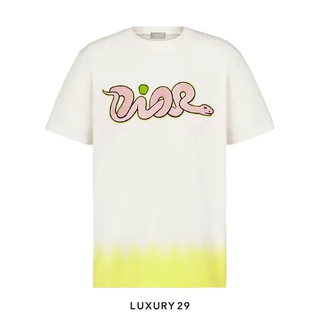 Dior x Kaws Cotton Jersey T-Shirt White Yellow