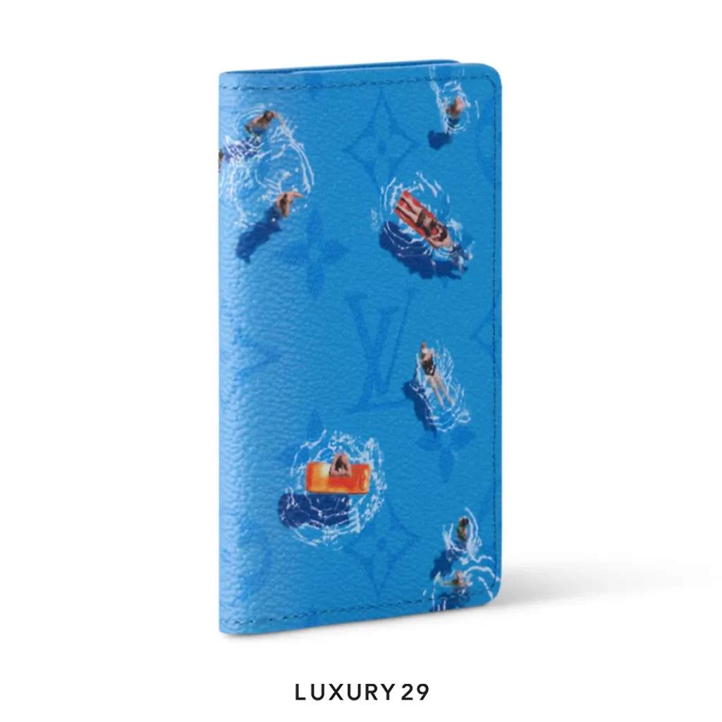 Louis Vuitton LV Pocket Organizer Wallet Pool Blue Colored Monogram Canvas(Small, Blue)