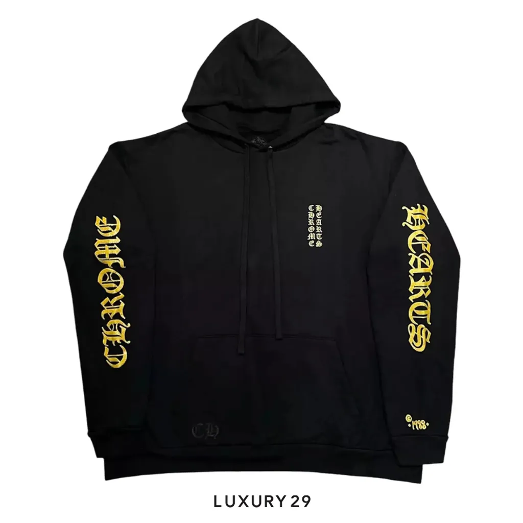 Chrome Hearts 1988 Hoodie Gold Glitter Black/Gold(XL, Black)