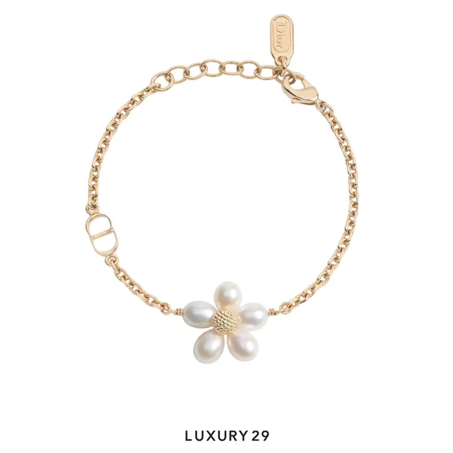 Dior Dioriviera Brush & Bloom Bracelet Gold-Finish Metal and Freshwater Pearls