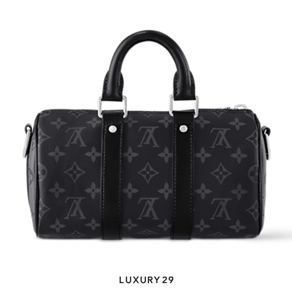 Louis Vuitton LV Keepall Bandouliere 25 Bag Monogram Eclipse Reverse Canvas Black(Small, Black)