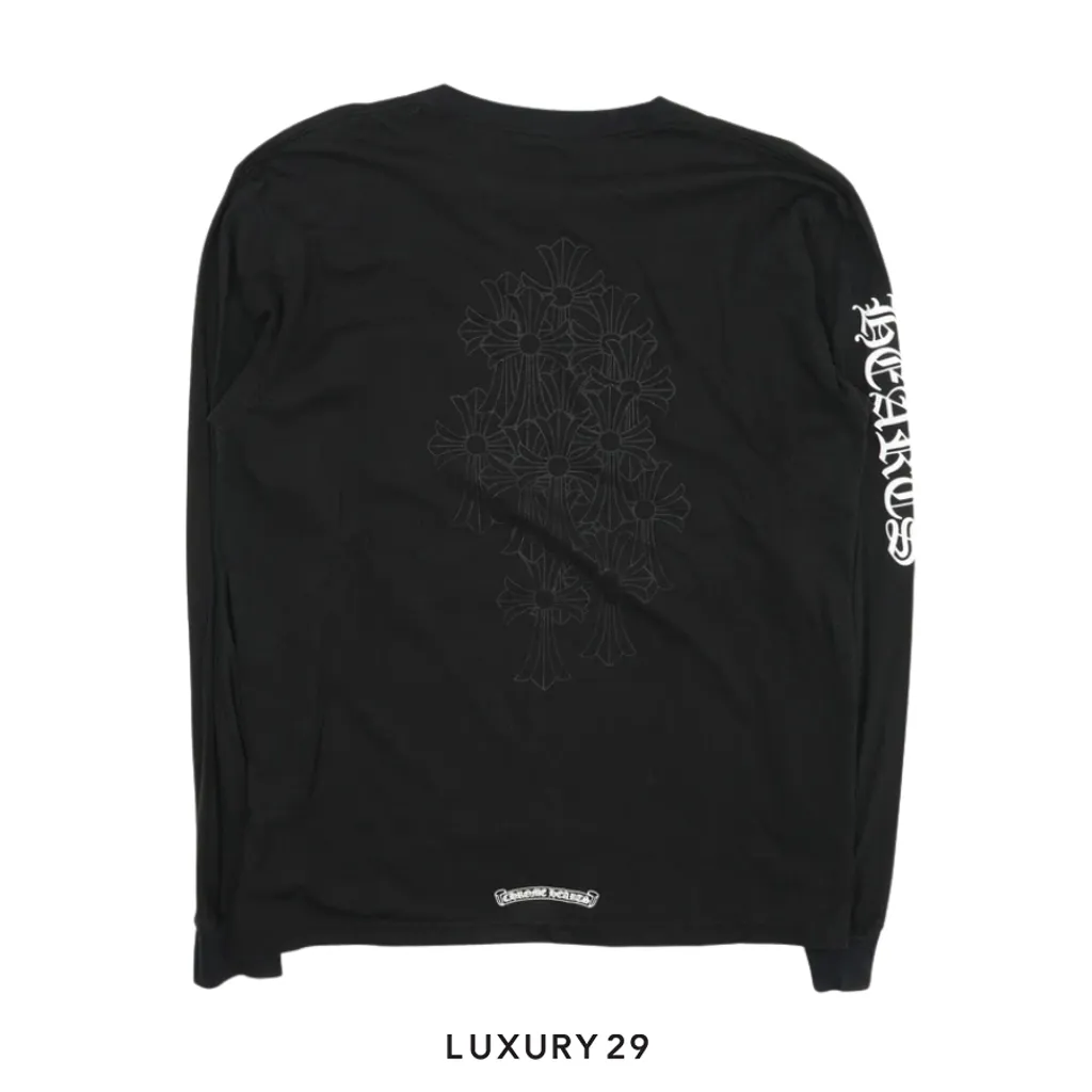 Chrome Hearts Cemetery Cross Long Sleeve Pocket T-Shirt Black(XL, Black)