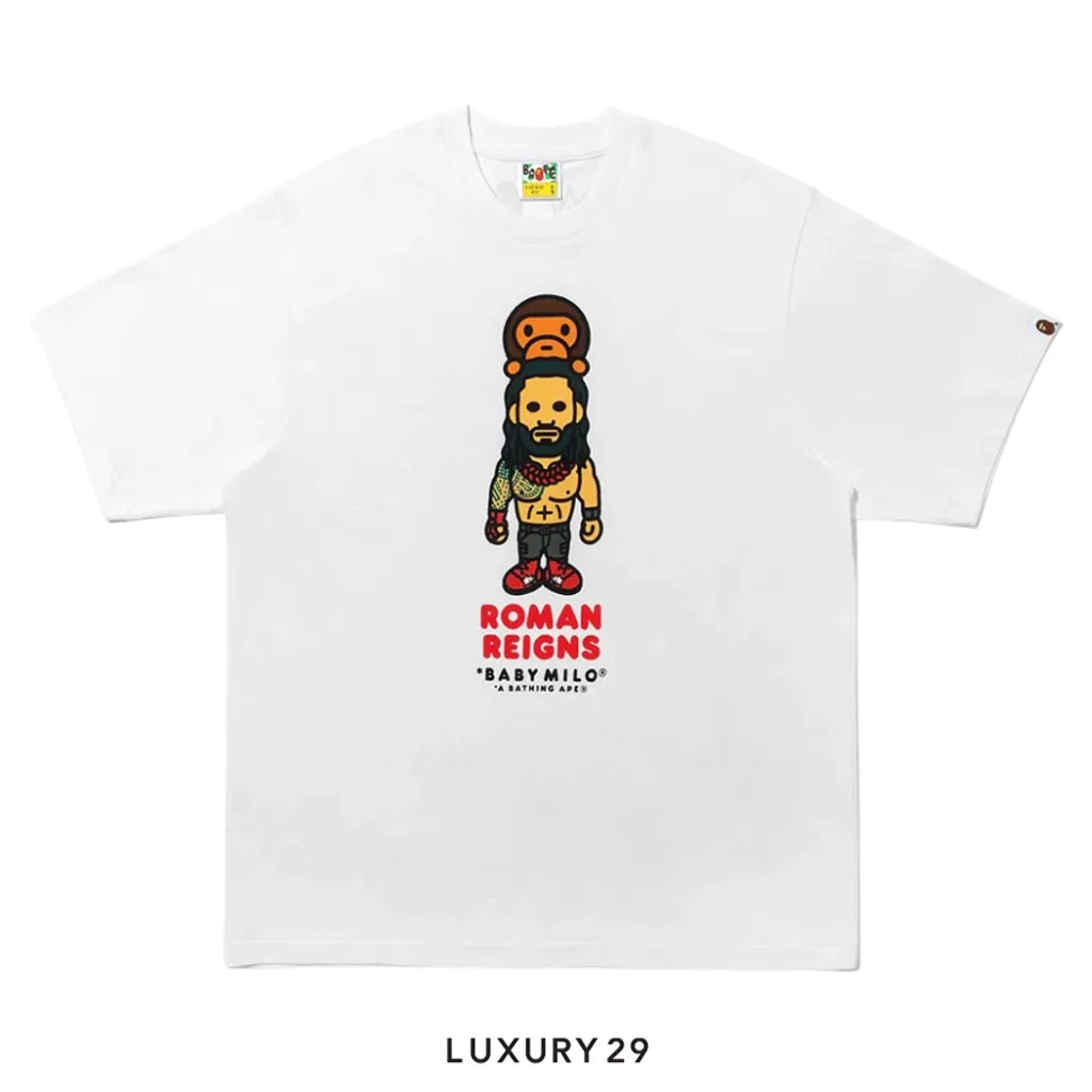Bape WWE x Bape Roman Reigns Baby Milo Relaxed Fit T-Shirt - White - Mens(S, White)