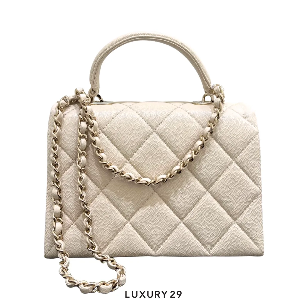 Chanel Timeless Classique Top Handle Leder Handtaschen(Small, White)