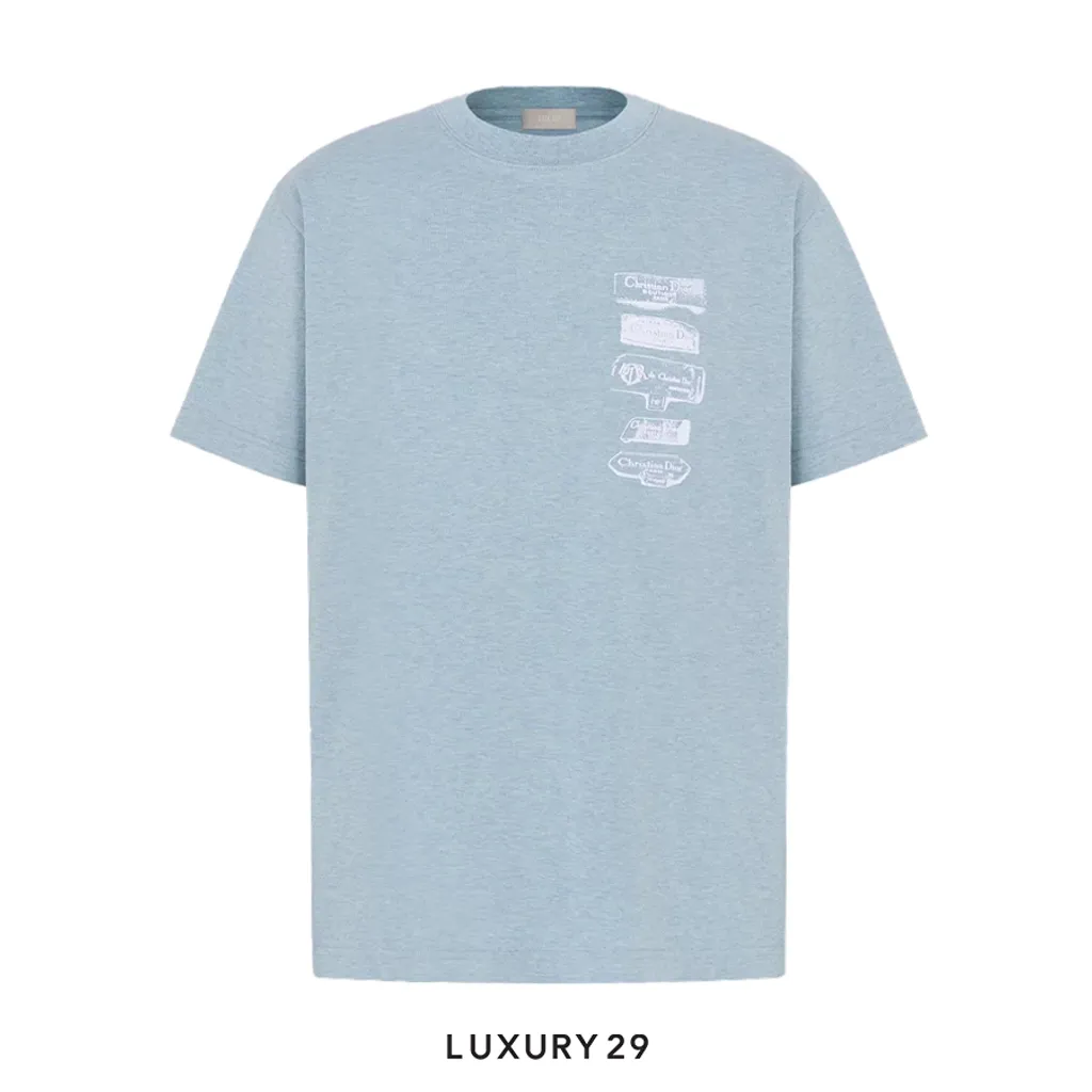 Dior Archives Labels T-Shirt, Relaxed Fit Blue(M, Blue)