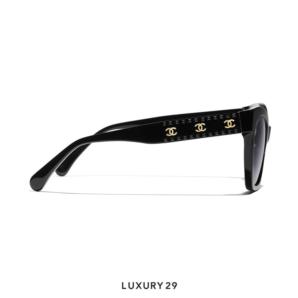 Chanel Cat Eye Sunglasses Black Grey(Free Size, Black)