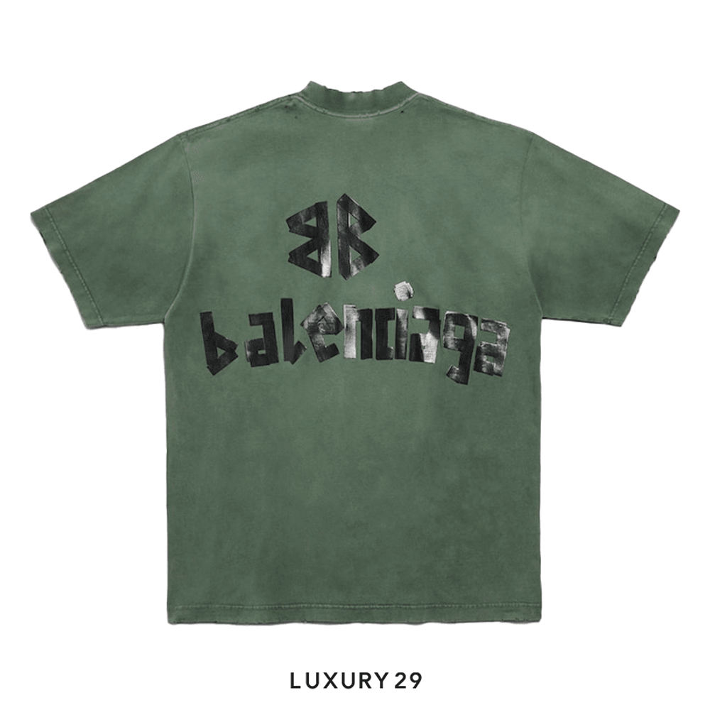 Balenciaga New Tape Type T-shirt Medium Fit in Dark Green
