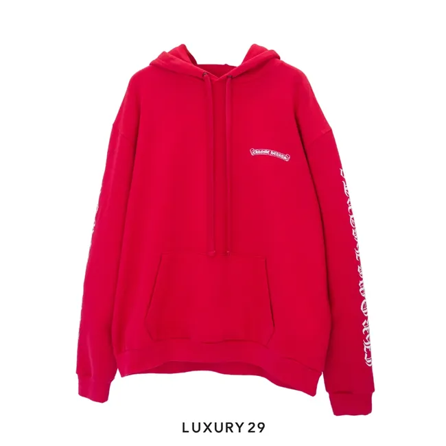 Chrome Hearts Scroll Logo Hoodie Red